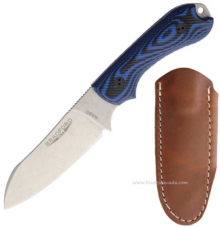 Bradford Guardian 3 Fixed Blade Knife, N690 Sheepsfoot, 3D G10 Black/Blue, 3SF113