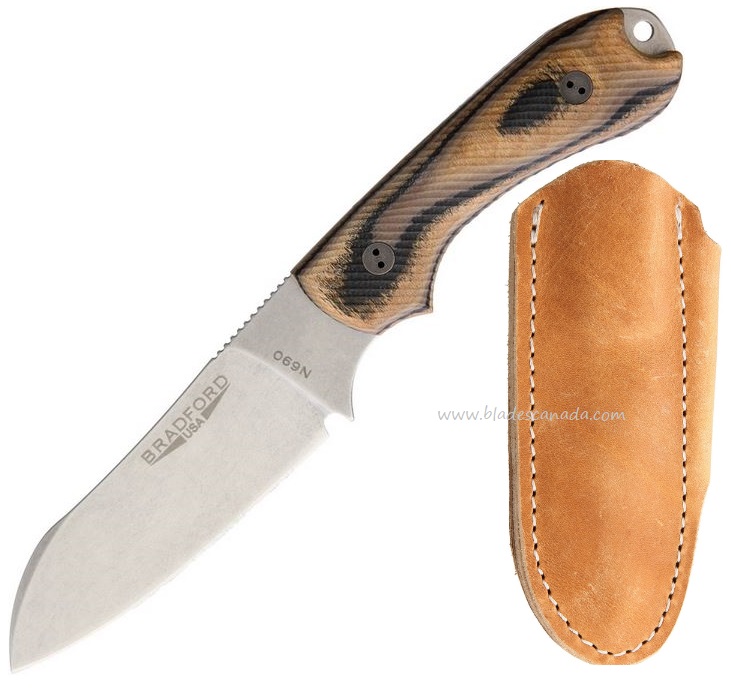 Bradford Guardian 3 Fixed Blade Knife, N690 Sheepsfoot, 3D G-Wood, BRAD3SF115