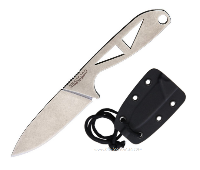 Bradford G-Necker Fixed Blade Knife, Elmax Stonewash, Kydex Sheath, BRADGNSW