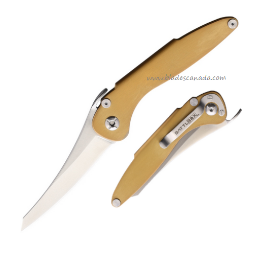 Brous Blades Minikami Flipper Folding Knife, Ltd Edition, D2 Satin, Copper, BRB262