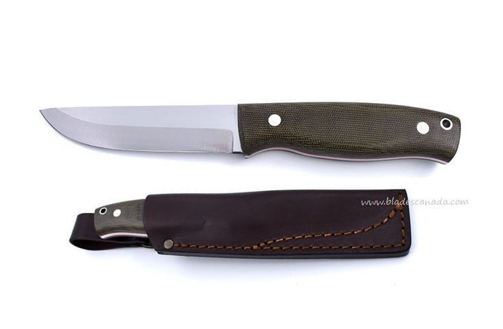 Brisa Trooper 115 Fixed Blade Knife, Micarta Green, Leather Sheath, BRI302