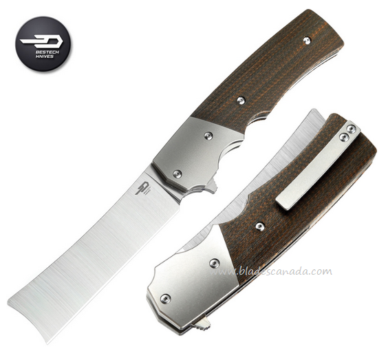Bestech Spanish Tip Razor Flipper Folding Knife, M390, Carbon Fiber Black/Orange, BT2101A