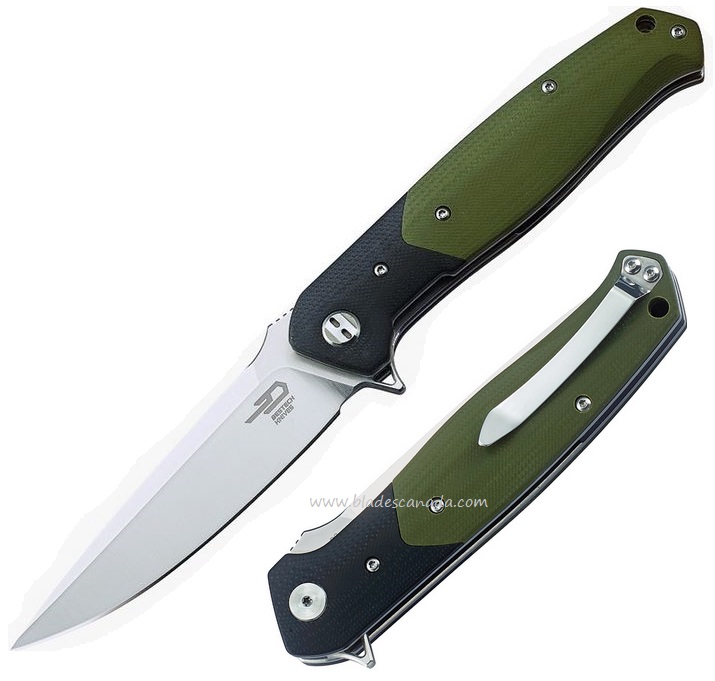 Bestech Swordfish Flipper Folding Knife, D2, G10 Green/Black, BG03A