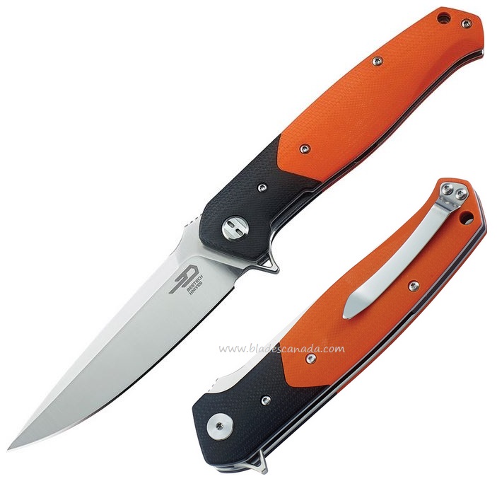 Bestech Swordfish Flipper Folding Knife, D2, G10 Black/Orange, BG03C