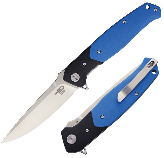Bestech Swordfish Flipper Folding Knife, D2, G10 Blue/Black, BG03D - Click Image to Close