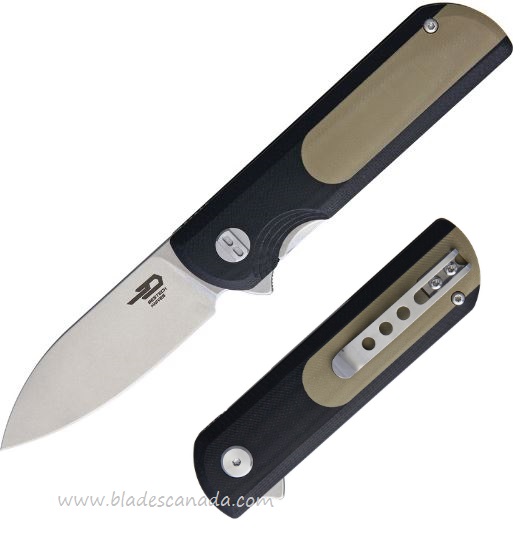 Bestech Pebble Flipper Folding Knife, VG10, G10 Tan/Black, BG07B