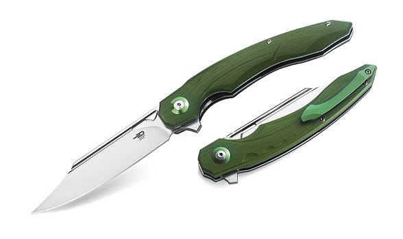 Bestech Fanga Flipper Folding Knife, D2 Clip Point, G10 Green, BG18B