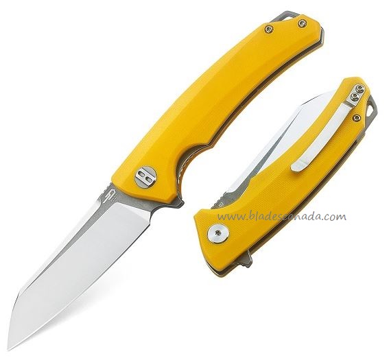 Bestech Texel Flipper Folding Knife, D2 Two-Tone, G10 Yellow, BG21C-2