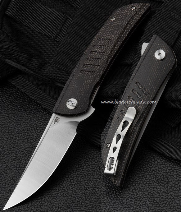 Bestech Swift Flipper Folding Knife, D2, Micarta Black, BG30B-1