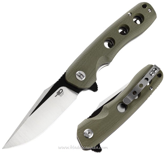 Bestech Arctic Flipper Folding Knife, D2 Two-Tone, G10 Green, BG33B-1