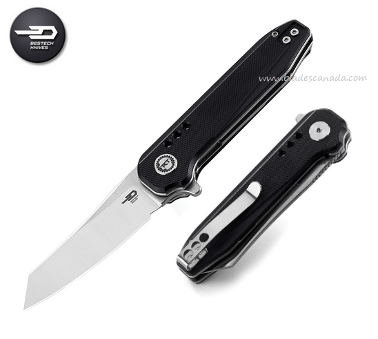 Bestech Syntax Flipper Folding Knife, 14C28N SW/Satin, G10 Black, BG40A