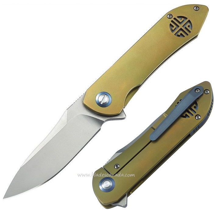 Bestech Emperor Flipper Framelock Knife, S35VN, Titanium Gold, BT1703B - Click Image to Close