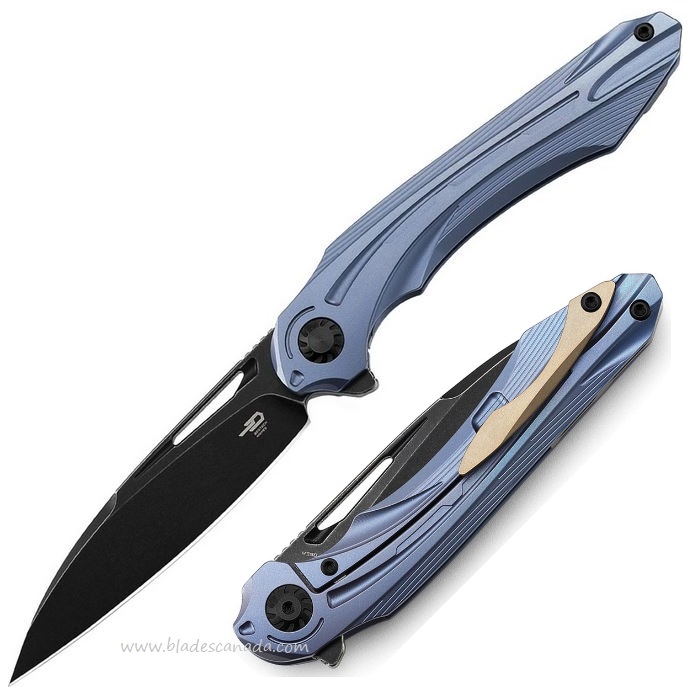 Bestech Wibra Flipper Framelock Knife, M390 SW, Titanium Blue, BT2001C