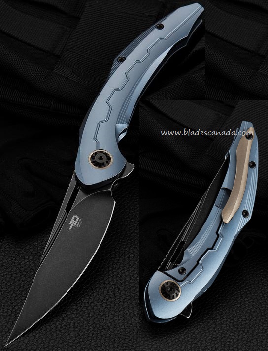 Bestech Marukka Flipper Framelock Knife, M390 SW, Titanium Blue, BT2002B