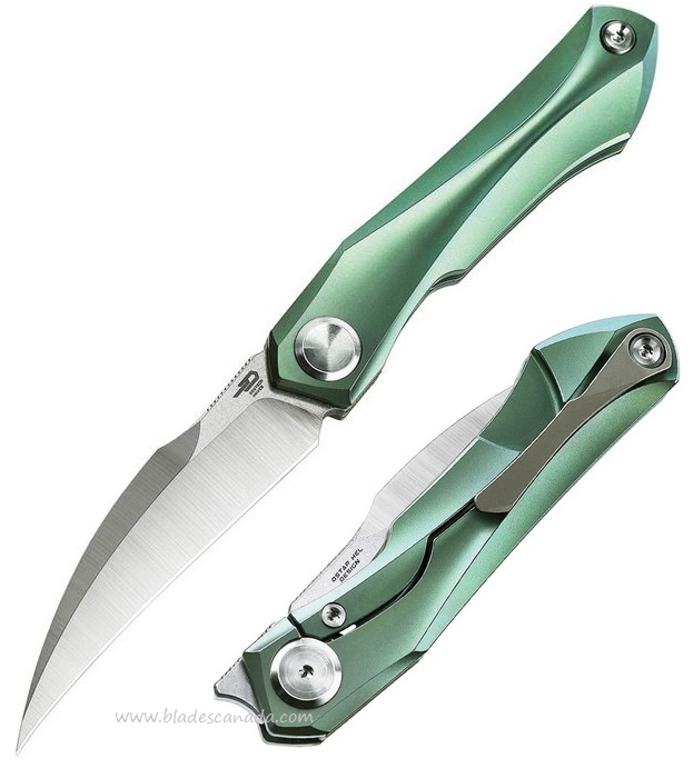 Bestech Ivy Flipper Framelock Knife, S35VN, Titanium Green, BT2004D