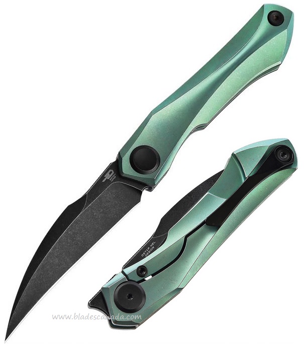 Bestech Ivy Flipper Framelock Knife, S35VN Black, Titanium Green, BT2004E - Click Image to Close