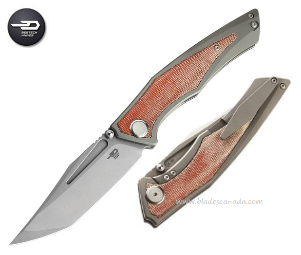 Bestech Togatta Framelock Folding Knife, M390, Titanium/Micarta, BT2102A
