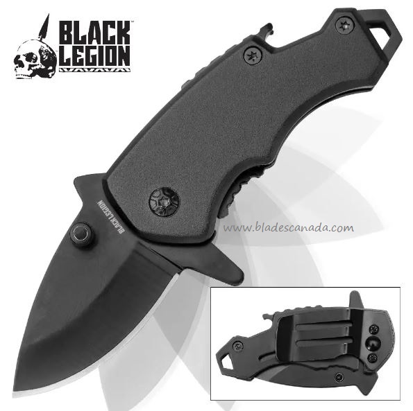 UC Black Legion Mini Money Clip Flipper Folding Knife, Assisted Opening, BV410