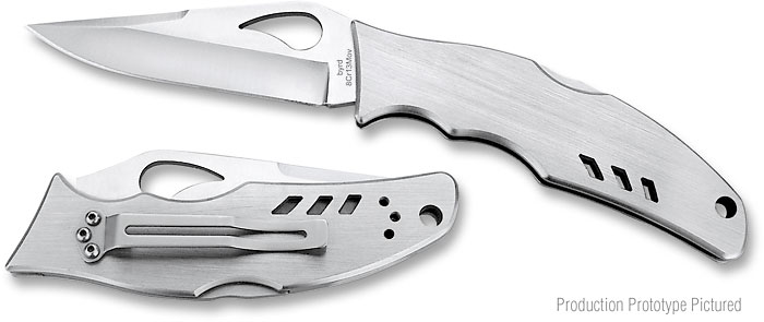 Byrd Flight Folding Knife, Stainless Handle, By Spyderco, BY05P