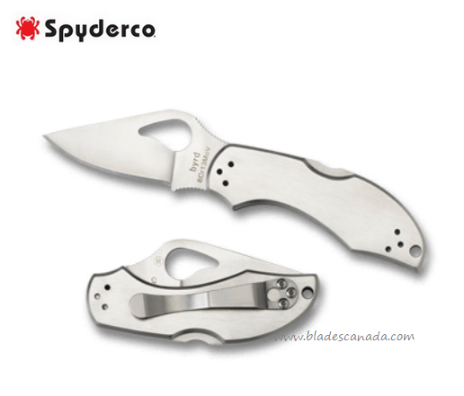 Byrd Robin Gen 2 Folding Knife, Stainless Handle, by Spyderco, BY10P2