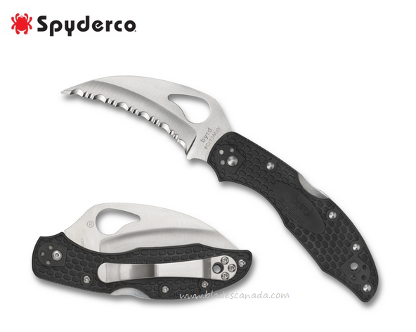 Byrd Hawkbill Folding Knife, SpyderEdge, FRN Black, by Spyderco, BY22SBK