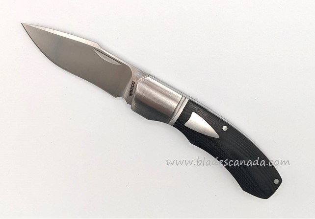 Begg Knives Traditional Slipjoint Folding Knife Large, 14C28N Satin Recurve Blade, G10 Black - BG038