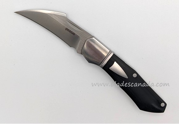Begg Knives Traditional Slipjoint Folding Knife Small, 14C28N Satin Hawkbill Blade, G10 Black - BG041