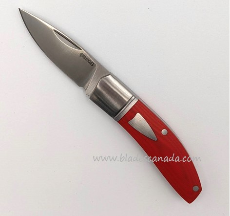 Begg Knives Traditional Slipjoint Folding Knife Small, 14C28N Satin Drop Point Blade, G10 Red - BG044
