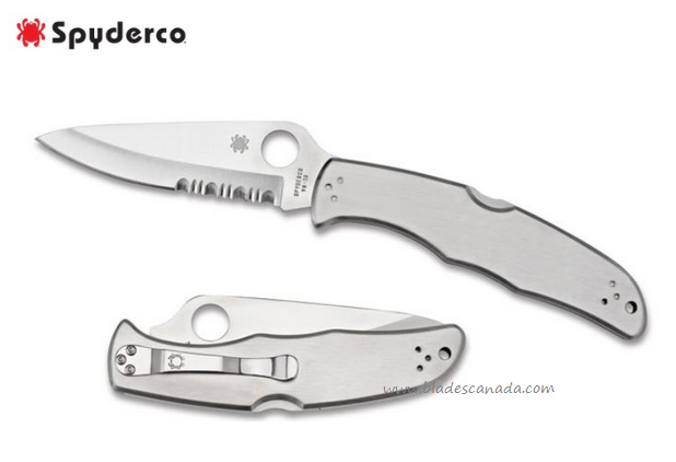 Spyderco Endura 4 Folding Knife, VG10 Combo Edge, Stainless Handle, C10PS
