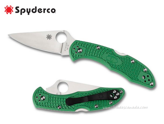 Spyderco Delica 4 Folding Knife, VG10, FRN Green, C11FPGR