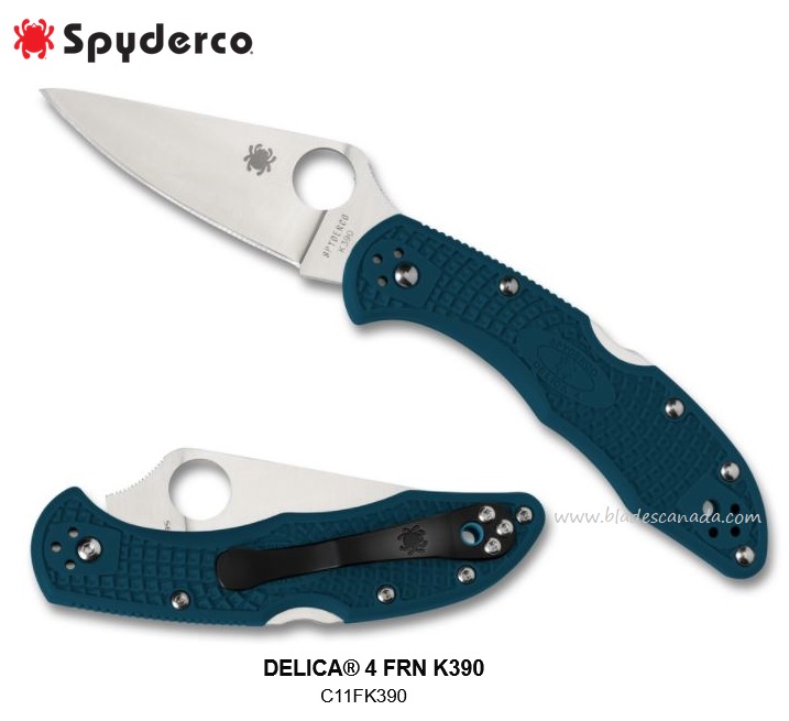 Spyderco Delica 4 Folding Knife, K390, FRN Blue, C11FPK390