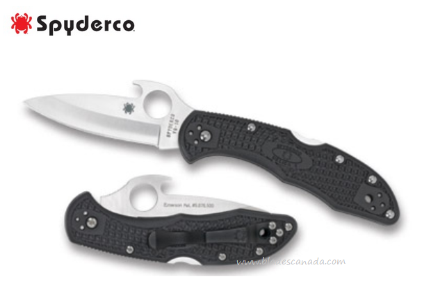 Spyderco Delica 4 Folding Knife, VG10, FRN Black, "Wave" Opening, C11PGYW