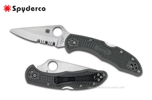 Spyderco Delica 4 Folding Knife, VG10 Combo Edge, FRN Foliage Green, C11PSFG