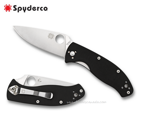 Spyderco Tenacious Folding Knife, Plain Edge, G10 Black, C122GP