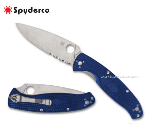 Spyderco Resilience Folding Knife, CPM S35VN Serrated, FRN Blue, C142PSBL