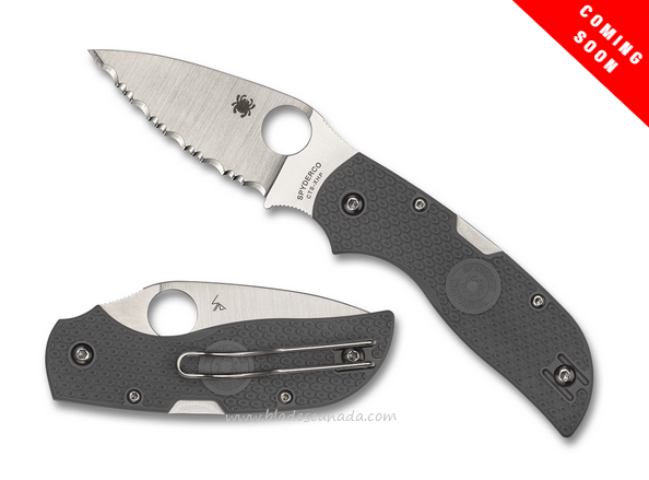 (Coming Soon) Spyderco Chaparral Folding Knife, CTS XHP Serrated, FRN Grey, C152SGY