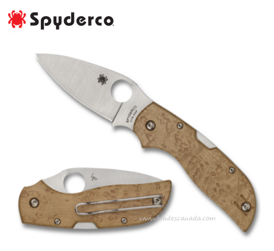 Spyderco Chaparral Folding Knife, CTS XHP, Wood Birdseye Maple, C152WD