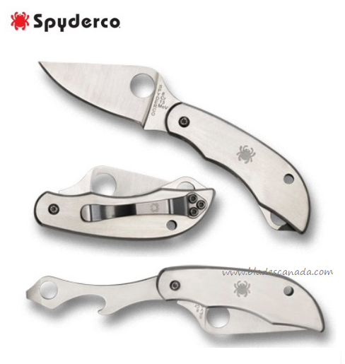 Spyderco Clipitool w/Screwdriver/Opener, Stainless Handle, C175 - Click Image to Close