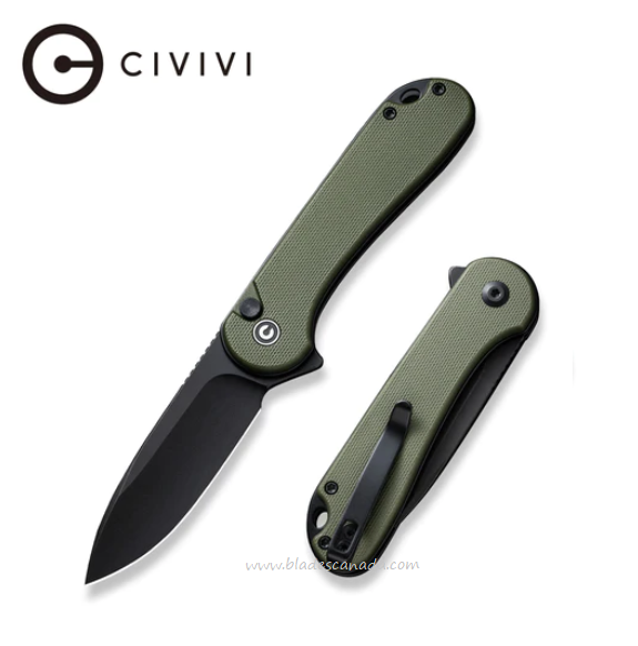 CIVIVI Button Lock Elementum II Flipper Folding Knife, Nitro-V Black SW, G10 OD Green, 18062P-3