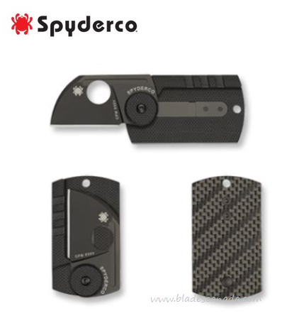 Spyderco Dog Tag Folding Knife, S30V, Carbon Fiber, C188CFBBK