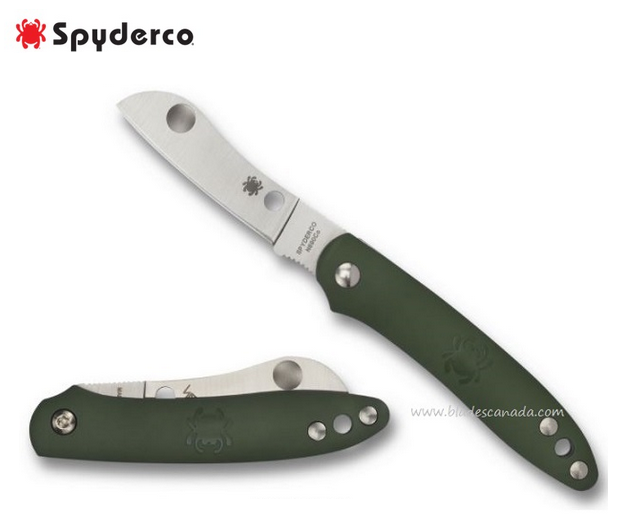 Spyderco Roadie Slipjoint Folding Knife, N690Co, FRN Green, C189PGR