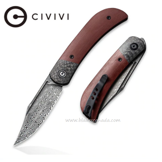 Civivi Appalachian Drifter II Flipper Folding Knife, Damascus, G10/CF, C19010C-DS4