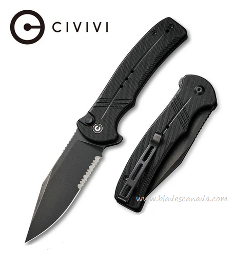 Civivi Cogent Flipper Folding Knife, 14C28N Sandvik, G10 Black, C20038E-1