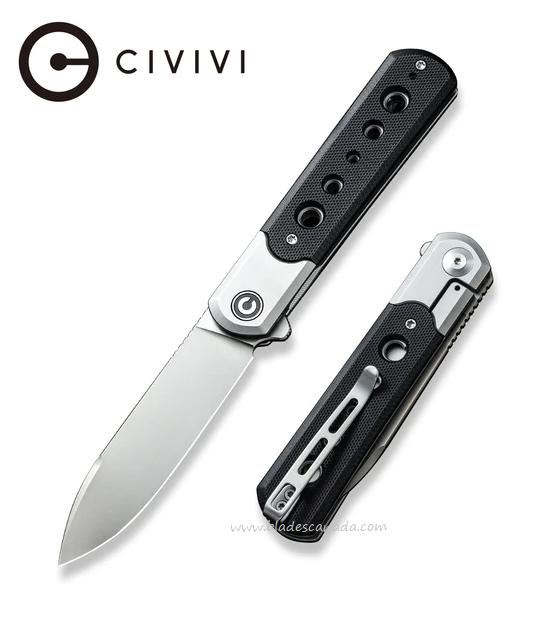 CIVIVI Banneret Flipper Framelock Knife, Nitro-V, Steel/G10 Black, 20040D-2