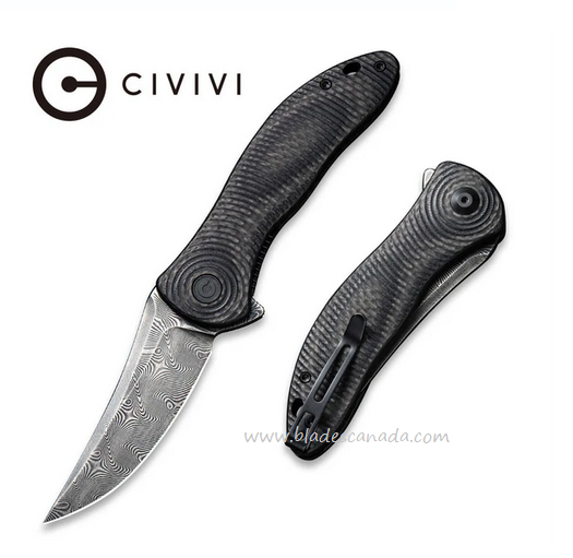 CIVIVI Synergy3 Flipper Folding Knife, Damascus, G10/Carbon Fiber, 20075A-DS1