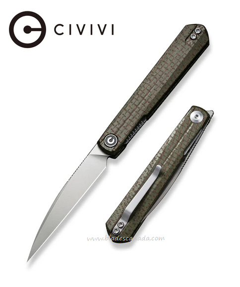 CIVIVI Clavi Flipper Folding Knife, NItro-V, Micarta Green, 21019-3