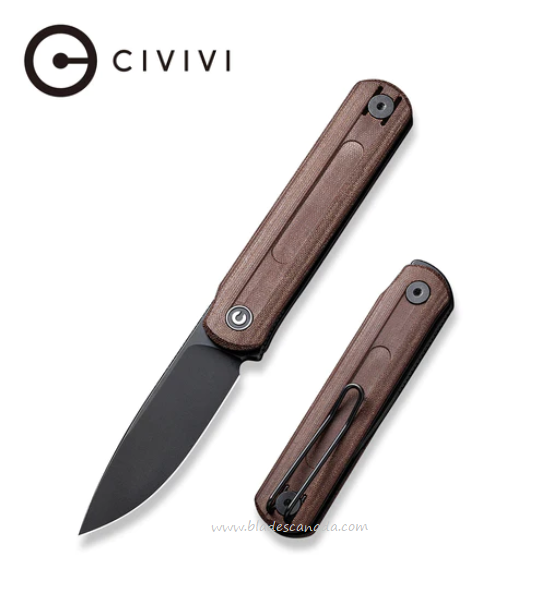 CIVIVI Foldis Slipjoint Flipper Knife, Nitro-V Black SW, Micarta Brown, 21044-2