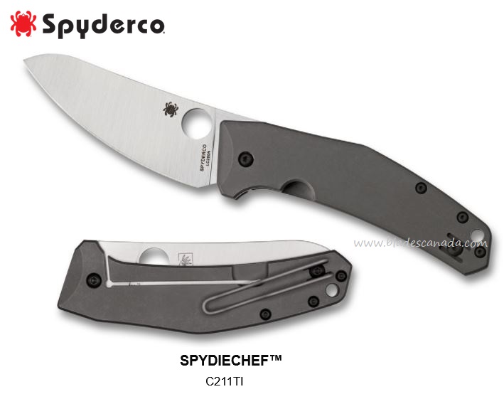 Spyderco SpydieChef Framelock Folding Knife, LC200-N, Titanium, C211TIP