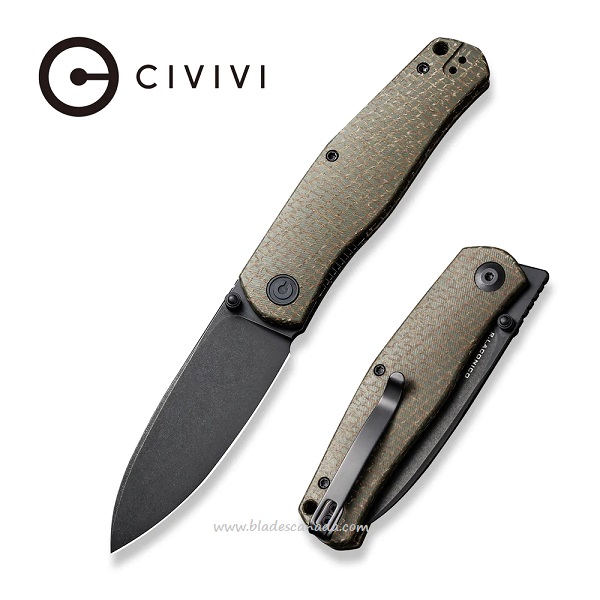 CIVIVI Sokoke Front Flipper Folding Knife, 14C28N Steel, Burlap Micarta, C22007-2