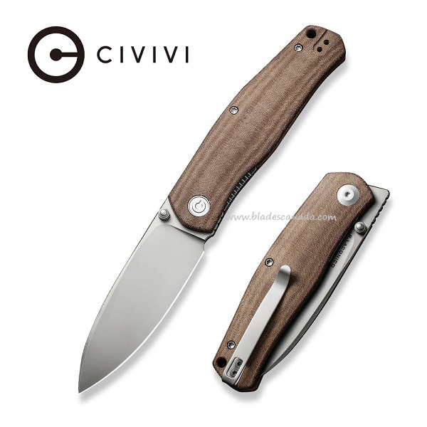 CIVIVI Sokoke Front Flipper Folding Knife, 14C28N Steel, Linen Micarta, C22007-3